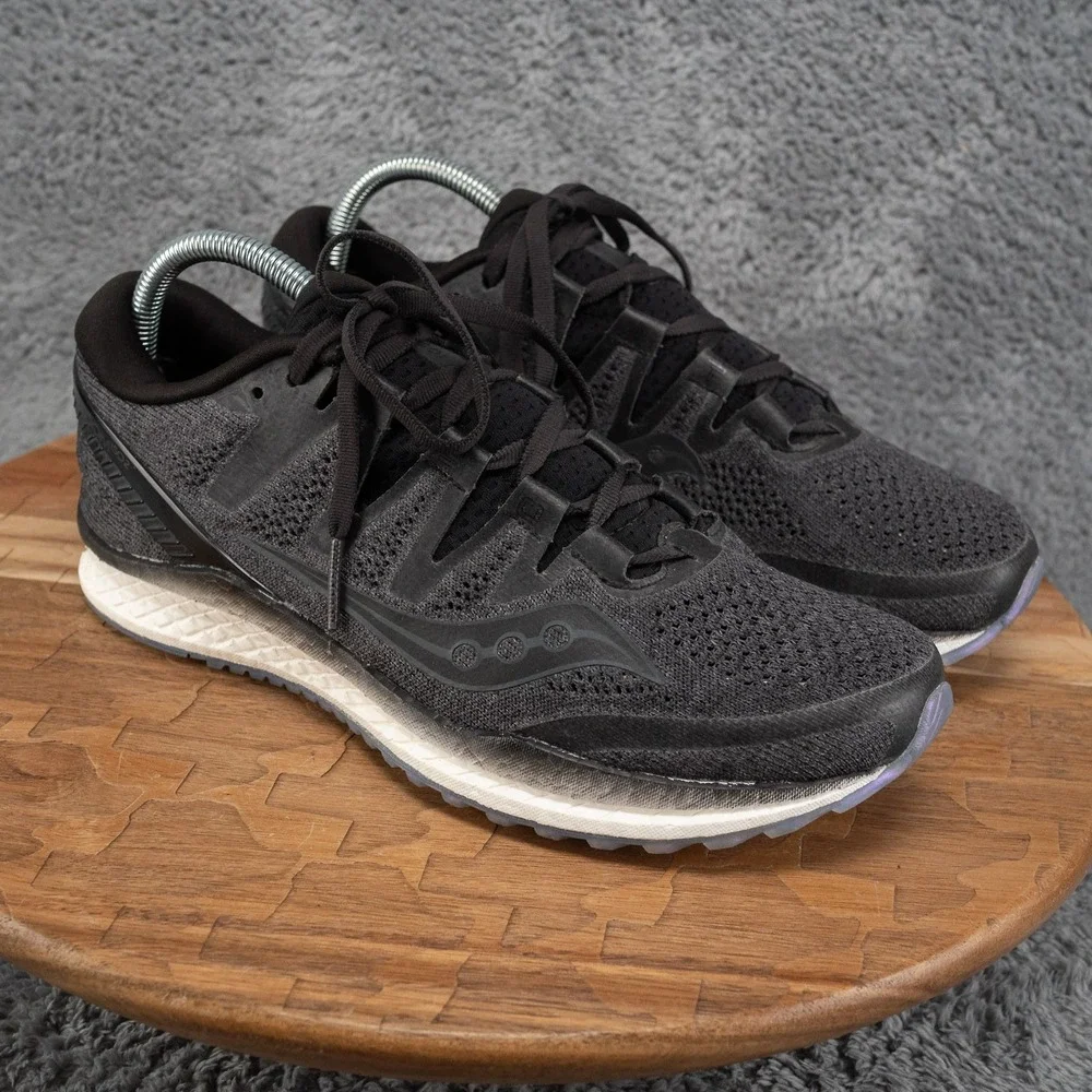 Womens Saucony Freedom ISO2 Everun Black Mesh Lace Up Running Shoes Sz 9.5